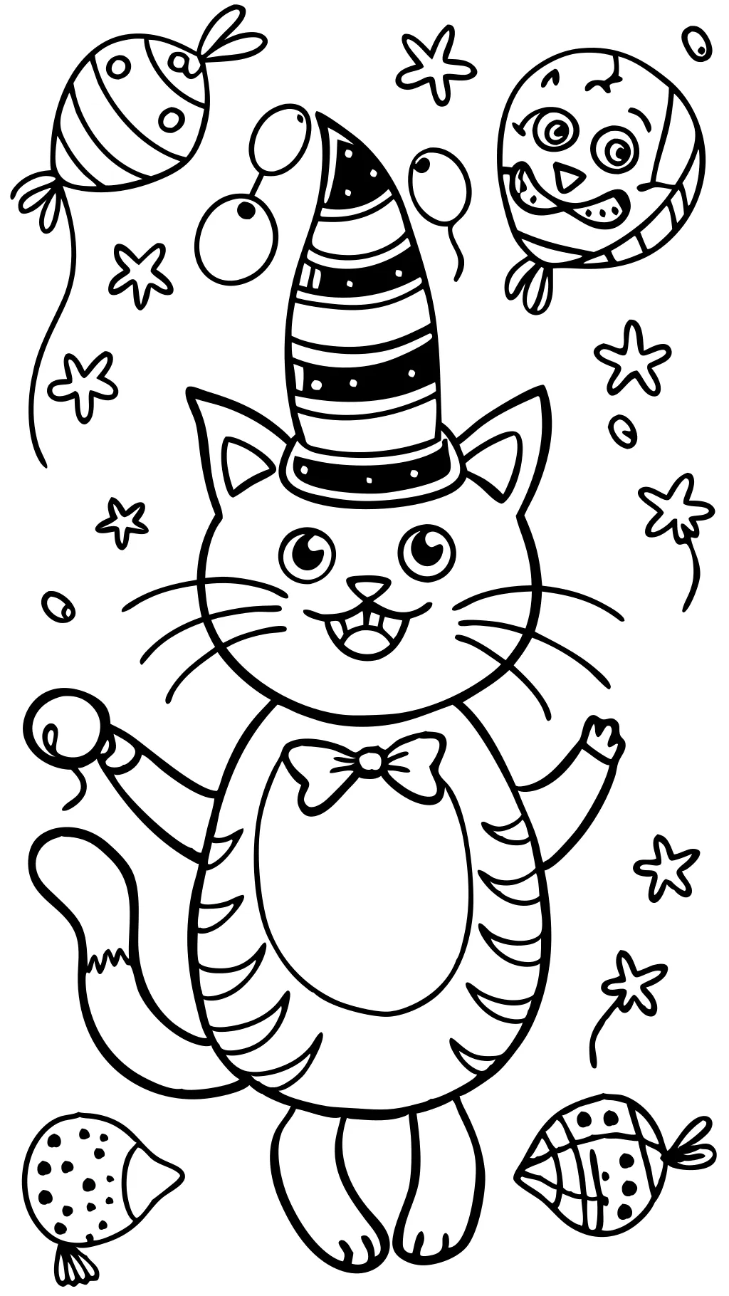 coloriages chat dans le chapeau